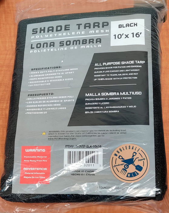 78-13  SPECIAL BLACK MESH TARP 10' X 16'